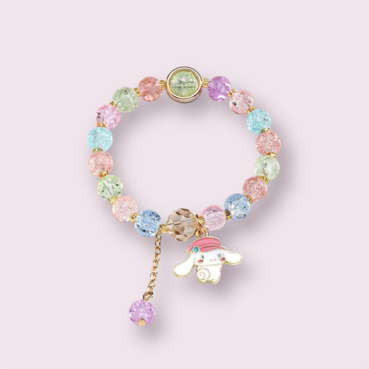 Sanrio Cinnamoroll Beaded Pendant Elastic Bracelet For Teen & Women