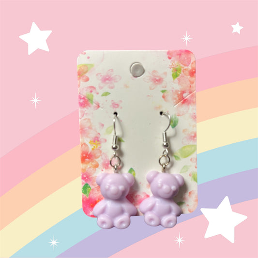 Purple Candy Bear Earrings