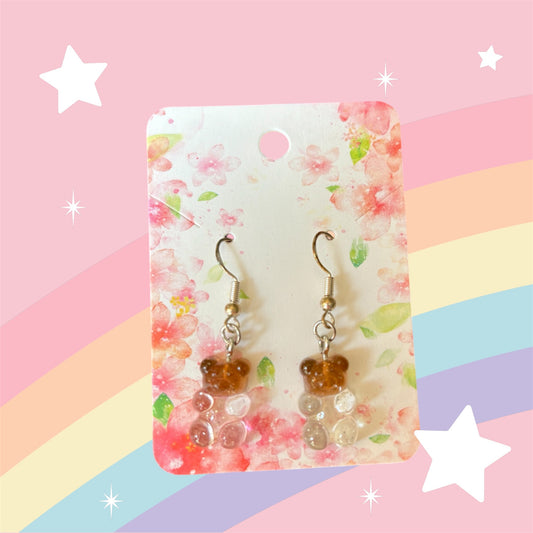 Brown & Clear Candy Mini Bear Earrings