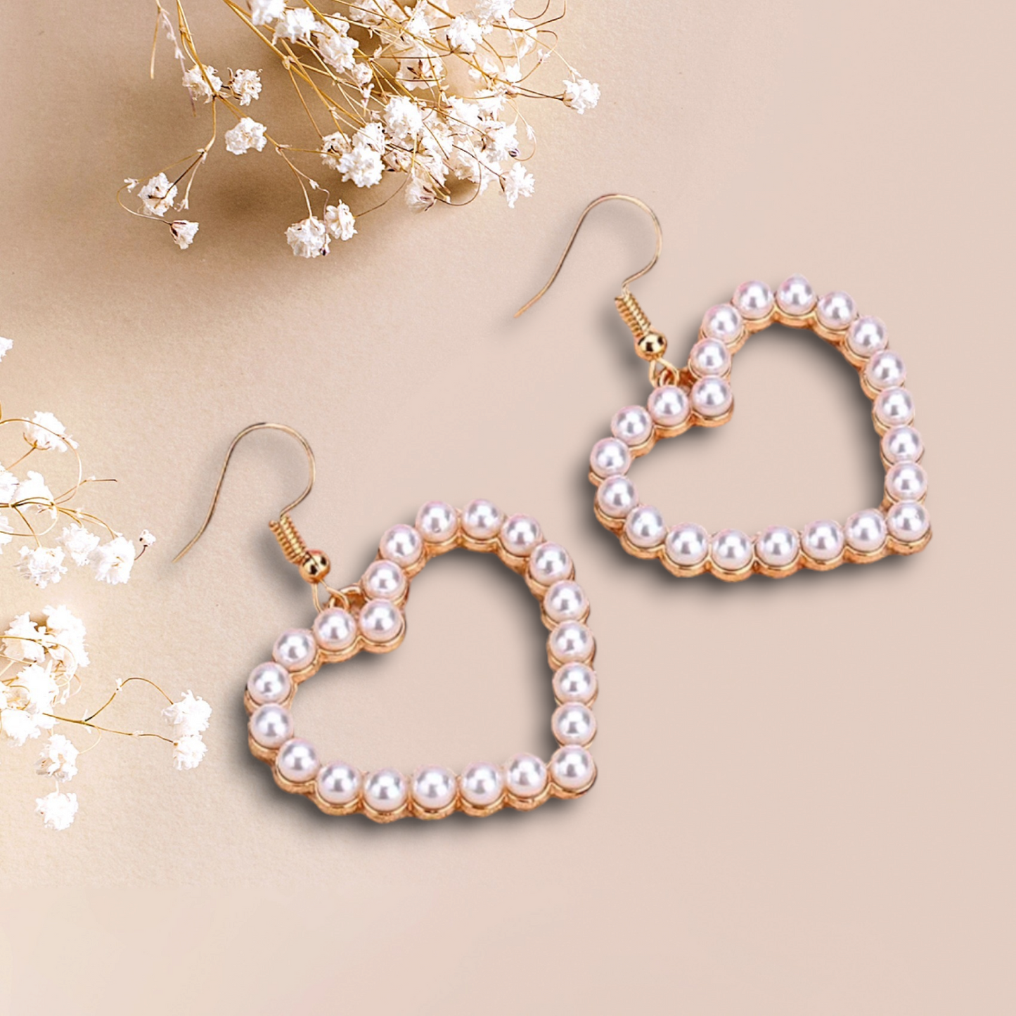 Gold/Silver Plated Pearl Heart Drop Dangle Earrings for Women